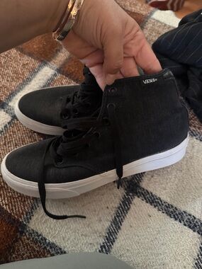 Vans Black High-Top Canvas Sneakers with White Sole